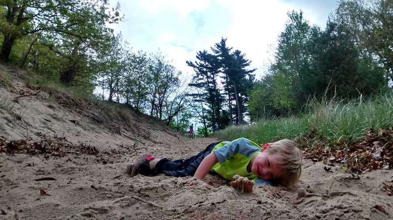 crash in the sand on old baldy mears state park